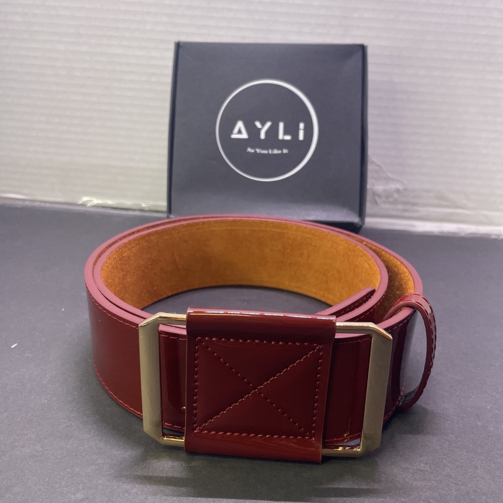 Ayli Women Belt Burgundy With Brass Buckle